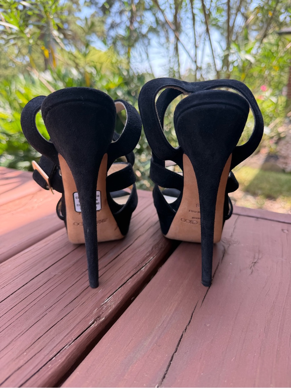 Jimmy Choo Louise Black Suede Platform Heels Size 38 US 7.5 - Picture 6 of 13